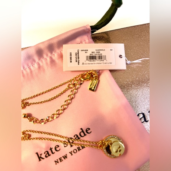 New w/Tags kate spade Gold Pave Circle & Spade Necklace - Picture 8 of 8